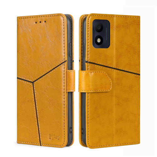 alcatel 1B 2022 Geometric Stitching Horizontal Flip Leather Phone Case - Yellow