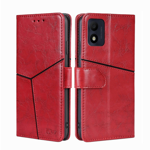 alcatel 1B 2022 Geometric Stitching Horizontal Flip Leather Phone Case - Red