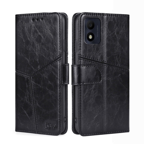 alcatel 1B 2022 Geometric Stitching Horizontal Flip Leather Phone Case - Black