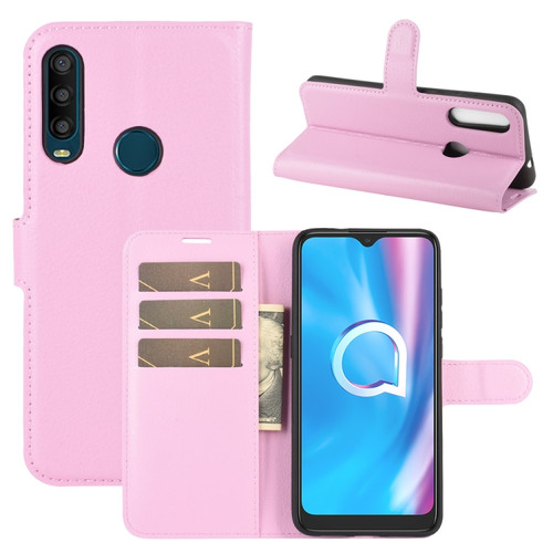 Alcatel 1SE 2020 Litchi Texture Horizontal Flip Protective Case with Holder & Card Slots & Wallet - Pink