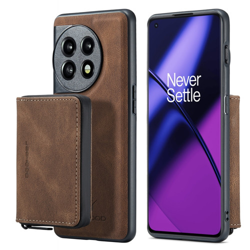 OnePuls 11 JEEHOOD Magnetic Zipper Horizontal Flip Phone Leather Case - Brown