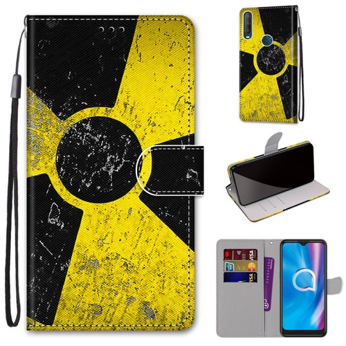 Alcatel 1S - 2020 / 3L - 2020 Coloured Drawing Cross Texture Horizontal Flip PU Leather Case with Holder & Card Slots & Wallet & Lanyard - Yellow Black Logo