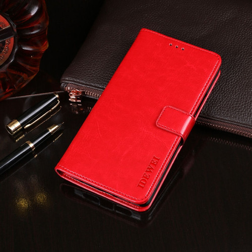 Alcatel 1S 2019 / 5024D idewei Crazy Horse Texture Horizontal Flip Leather Case with Holder & Card Slots & Wallet - Red