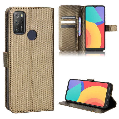 Alcatel 1S 2021 / 3L 2021 / TCL 20E / 20Y Diamond Texture Leather Phone Case - Brown