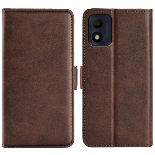 Alcatel 1B 2022 Dual-side Magnetic Buckle Horizontal Flip Leather Phone Case - Brown