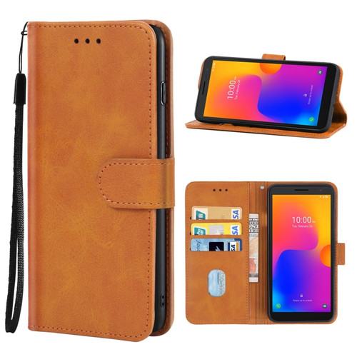 Alcatel 1B 2022 Leather Phone Case - Brown