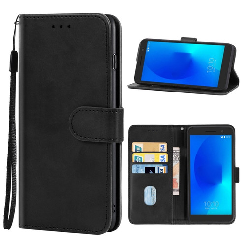 Leather Phone Case Alcatel 1/1 2019&2021 / Vodafone Smart E9 - Black