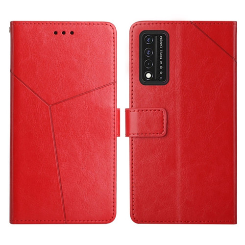 T-Mobile Revvl V+ 5G Y Stitching Horizontal Flip Leather Phone Case - Red