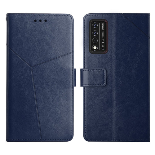 T-Mobile Revvl V+ 5G Y Stitching Horizontal Flip Leather Phone Case - Blue