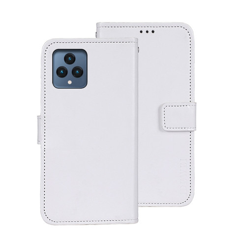 T-Mobile REVVL 6 5G idewei Crazy Horse Texture Leather Phone Case with Holder - White