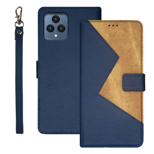 T-Mobile REVVL 6 5G idewei Two-color Splicing Leather Phone Case - Blue
