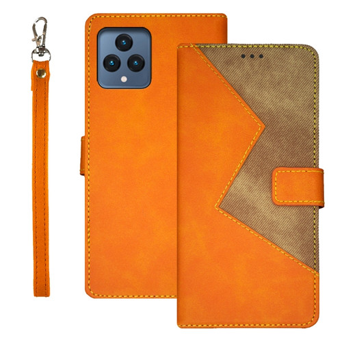 T-Mobile REVVL 6 5G idewei Two-color Splicing Leather Phone Case - Orange