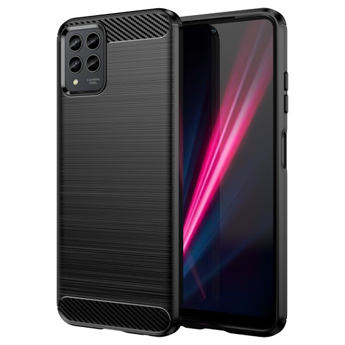 T-Mobile REVVL 6 Pro 5G Brushed Texture Carbon Fiber TPU Phone Case - Black