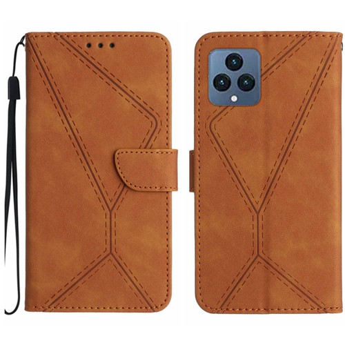 T-Mobile T Phone 5G Stitching Embossed Leather Phone Case - Brown