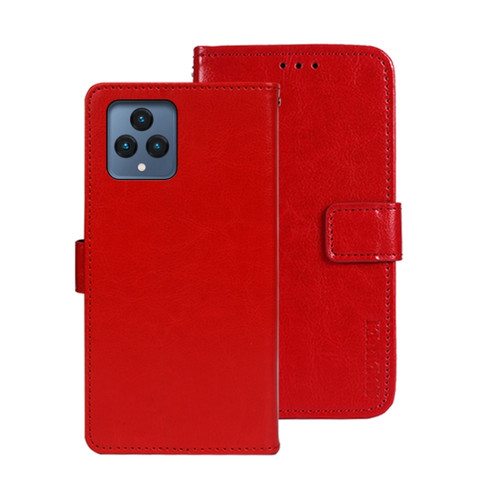 T-Mobile REVVL 6 5G idewei Crazy Horse Texture Leather Phone Case with Holder - Red