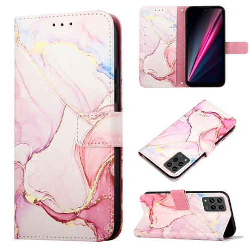 T-Mobile Revvl 6 Pro 5G PT003 Marble Pattern Flip Leather Phone Case - Rose Gold LS005