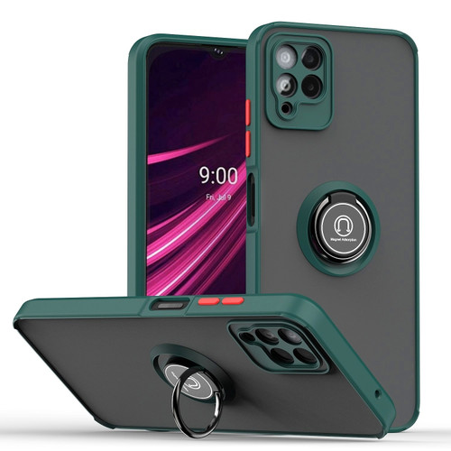 T-Mobile REVVL 6 Pro 5G Q Shadow 1 Series TPU + PC Phone Case with Ring - Dark Green