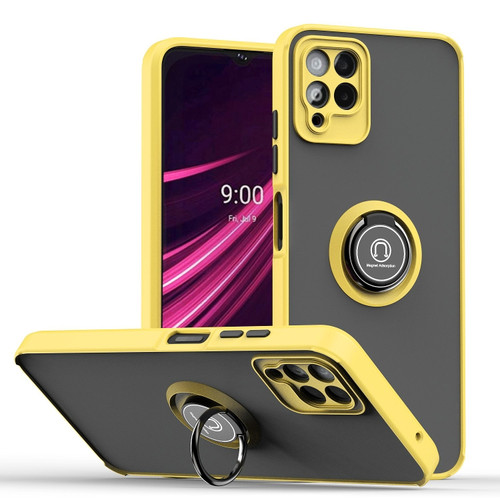 T-Mobile REVVL 6 Pro 5G Q Shadow 1 Series TPU + PC Phone Case with Ring - Yellow
