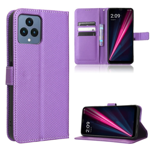T-Mobile Revvl 6 5G Diamond Texture Leather Phone Case - Purple