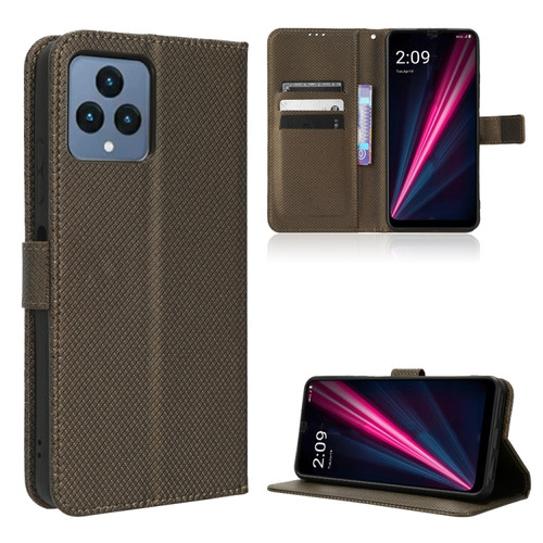 T-Mobile Revvl 6 5G Diamond Texture Leather Phone Case - Brown