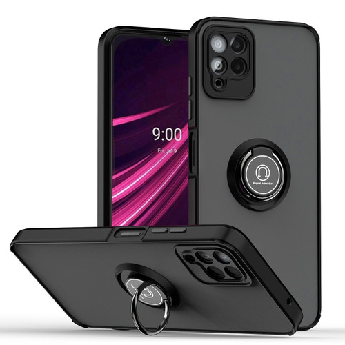 T-Mobile REVVL 6 Pro 5G Q Shadow 1 Series TPU + PC Phone Case with Ring - Black+Black