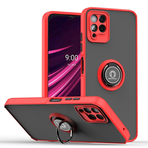 T-Mobile REVVL 6 Pro 5G Q Shadow 1 Series TPU + PC Phone Case with Ring - Red