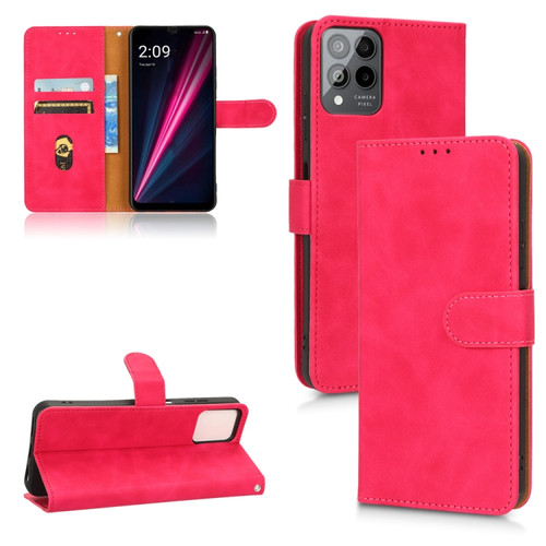 T-Mobile Revvl 6 Pro 5G Skin Feel Magnetic Flip Leather Phone Case - Rose Red