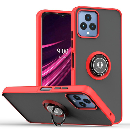 T-Mobile REVVL 6 5G Q Shadow 1 Series TPU + PC Phone Case with Ring - Red