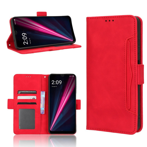 T-Mobile REVVL 6 Pro 5G Skin Feel Calf Texture Card Slots Leather Phone Case - Red