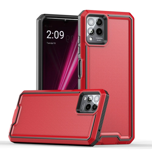 T-Mobile Revvl 6 Pro 5G Armour Two-color TPU + PC Phone Case - Red+Black