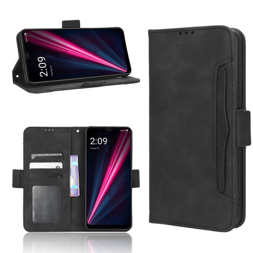 T-Mobile Revvl 6 5G Skin Feel Calf Texture Card Slots Leather Phone Case - Black