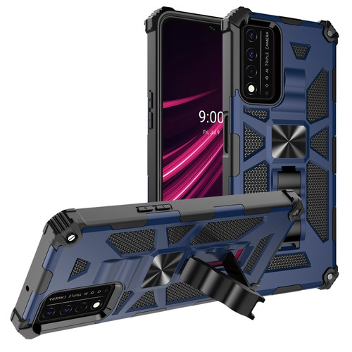 T-Mobile REVVL V+ 5G Shockproof TPU + PC Magnetic Protective Case with Holder - Blue