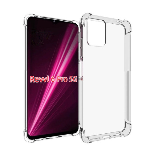 T-Mobile Revvl 6 Pro 5G Shockproof Non-slip Thickening TPU Phone Case - Transparent