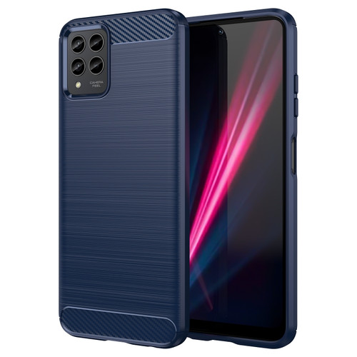 T-Mobile REVVL 6 Pro 5G Brushed Texture Carbon Fiber TPU Phone Case - Blue