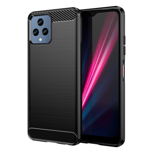 T-Mobile REVVL 6 5G Brushed Texture Carbon Fiber TPU Phone Case  - Black