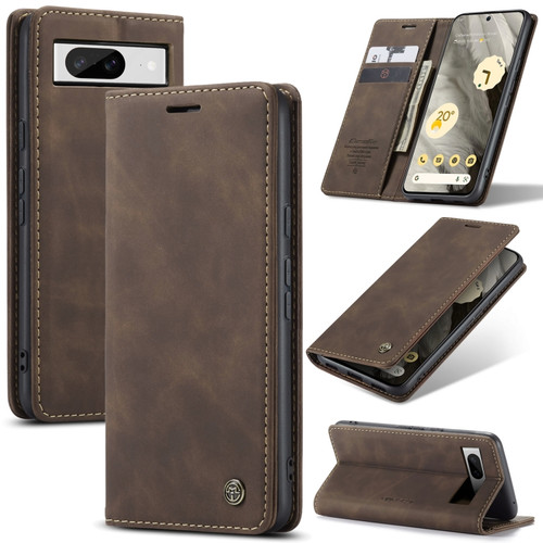 Google Pixel 8 CaseMe 013 Multifunctional Horizontal Flip Leather Phone Case - Coffee