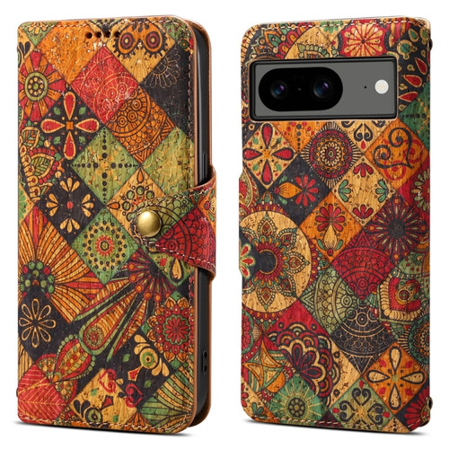 Google Pixel 8 Denior Flower Language Series Cork Fabric Oil Edge Leather Phone Case - Autumn