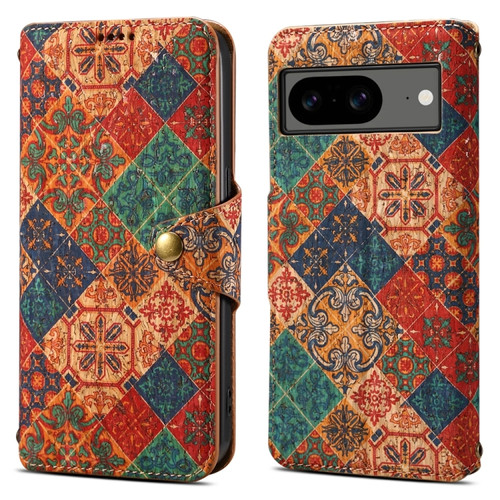 Google Pixel 8 Denior Flower Language Series Cork Fabric Oil Edge Leather Phone Case - Winter