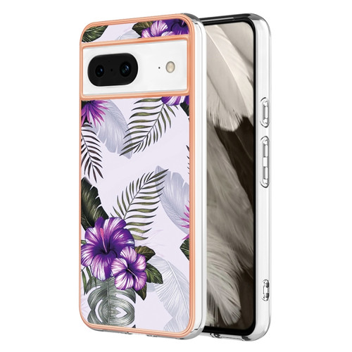 Google Pixel 8 Electroplating IMD TPU Phone Case - Purple Flower