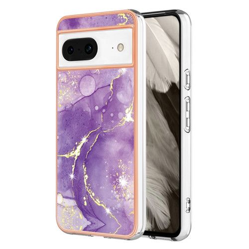 Google Pixel 8 Electroplating Marble Dual-side IMD Phone Case - Purple 002