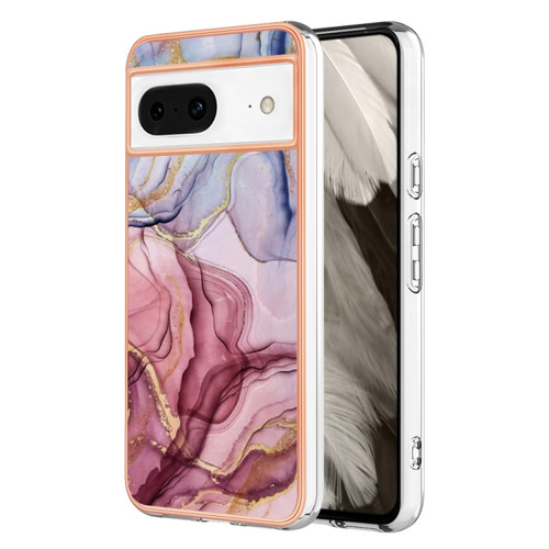 Google Pixel 8 Electroplating Marble Dual-side IMD Phone Case - Rose Red 014