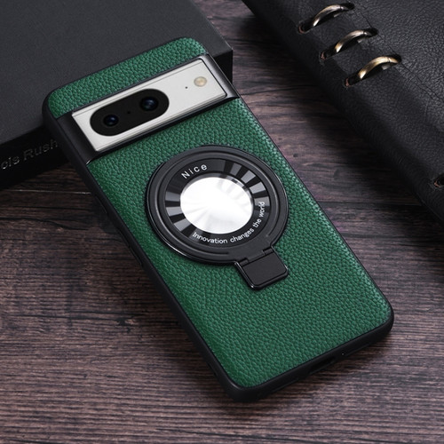 Google Pixel 8 Litchi Texture MagSafe Magnetic Ring Phone Case - Green