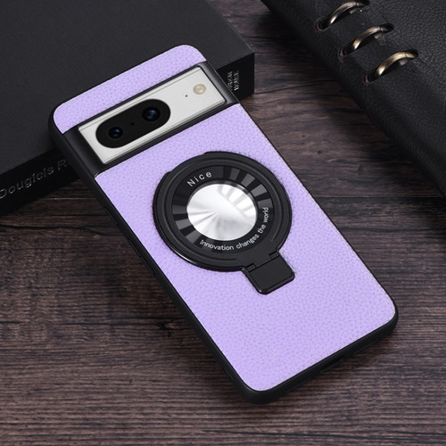 Google Pixel 8 Litchi Texture MagSafe Magnetic Ring Phone Case - Purple