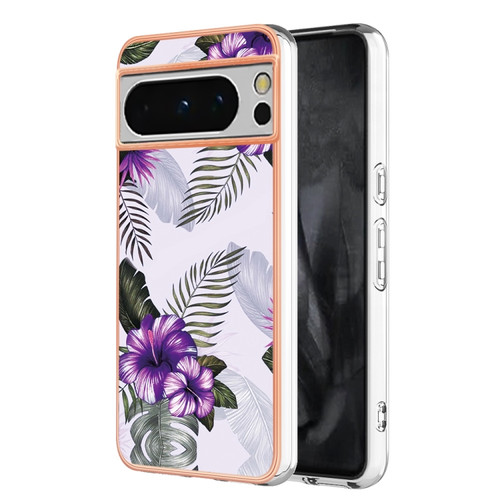 Google Pixel 8 Pro Electroplating IMD TPU Phone Case - Purple Flower