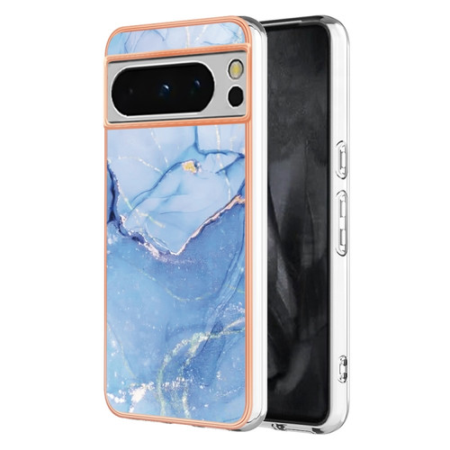 Google Pixel 8 Pro Electroplating Marble Dual-side IMD Phone Case - Blue 018