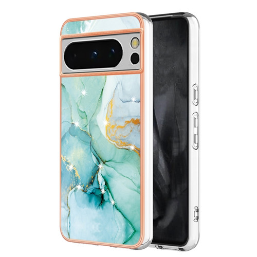 Google Pixel 8 Pro Electroplating Marble Dual-side IMD Phone Case - Green 003