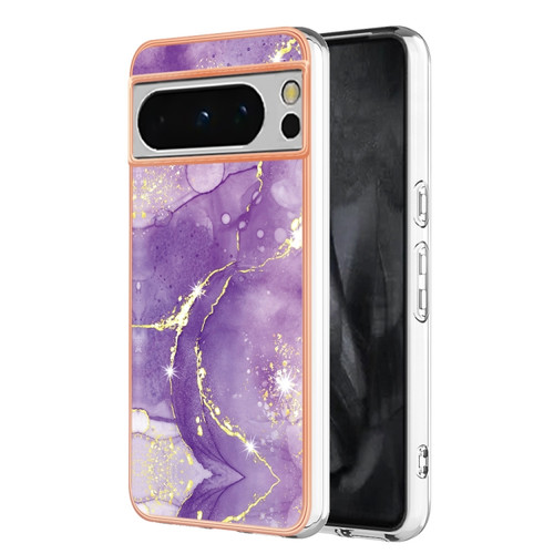 Google Pixel 8 Pro Electroplating Marble Dual-side IMD Phone Case - Purple 002