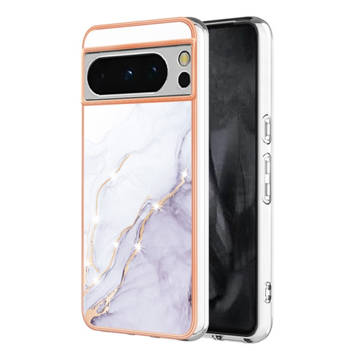 Google Pixel 8 Pro Electroplating Marble Dual-side IMD Phone Case - White 006