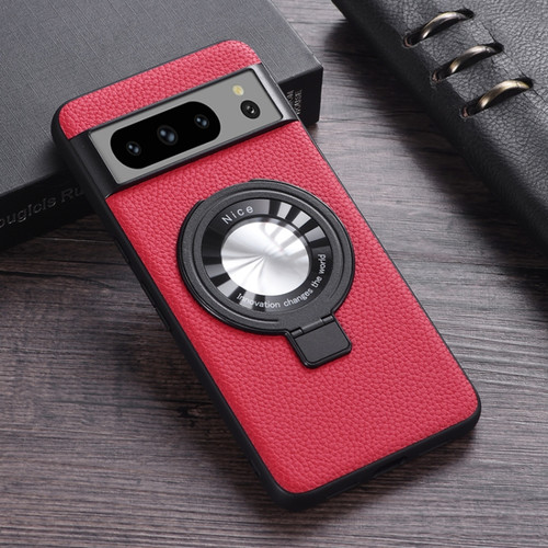 Google Pixel 8 Pro Litchi Texture MagSafe Magnetic Ring Phone Case - Red