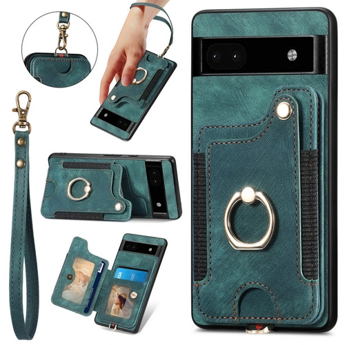 Google Pixel 8 Pro Retro Skin-feel Ring Multi-card RFID Wallet Phone Case - Green